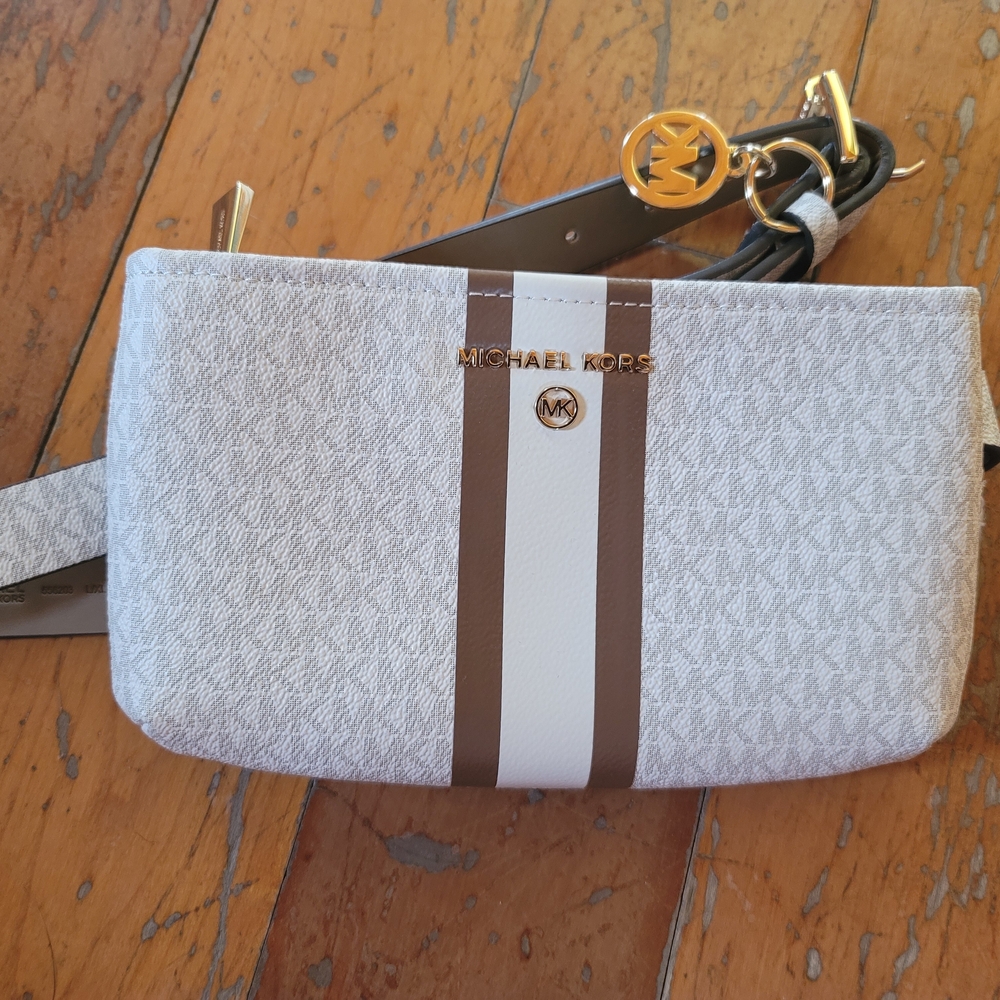 Michael Kors White and Brown Waistbag